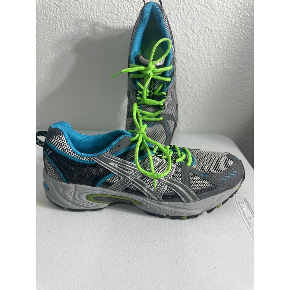 ASICS Gel Venture 3 Women's Running Shoes Gray Blue Neon Lace Up Athletic